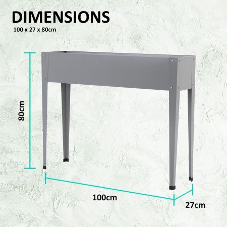 Raised Garden Bed Stand Galvanised Steel Planter GREY