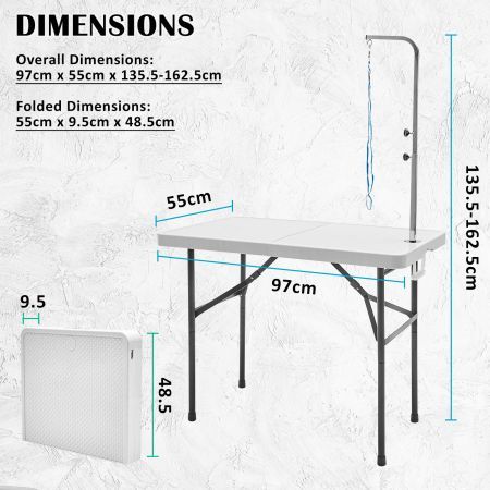 Pet Grooming Salon Table Foldable 97cm Dog Cat WHITE