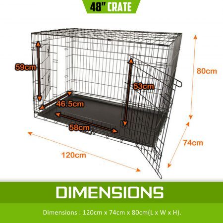 Wire Dog Cage Foldable Crate Kennel 48in with Tray