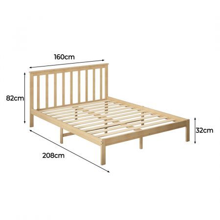 Levede Wooden Bed Frame Queen Full Size Mattress Base Timber Natural