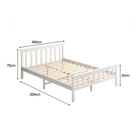 Levede Wooden Bed Frame Queen Size Mattress Base Solid Timber Pine Wood White