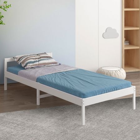 Levede Wooden Bed Frame King Single Mattress Base Solid Timber Pine Wood White