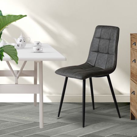 Levede 4x Dining Chairs Kitchen Table Chair Lounge Room Padded Seat PU Leather