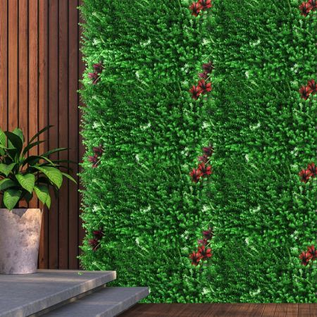 10x Marlow Artificial Grass Boxwood Hedge Fence Garden Green Wall Mat Outdoor