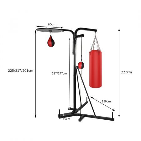 Centra Punching Bag Stand 3 Station Boxing Frame Sports Home Gym Training 227cm