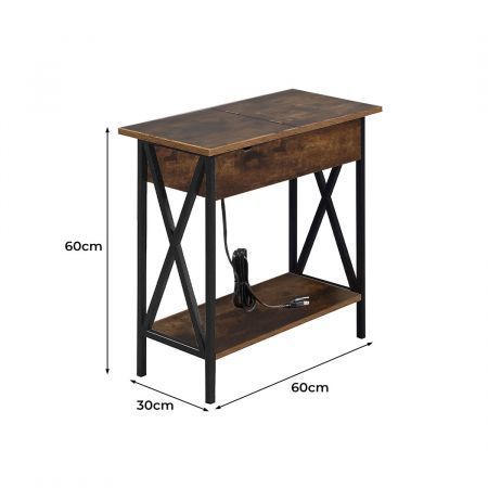 Levede Side End Table Bedside Tables Wood Nightstand Storage Cabinet USB Charge