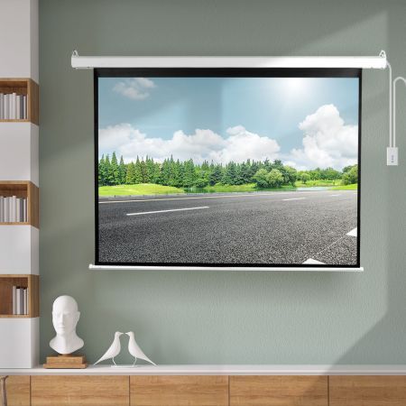 125" Projector Screen Electric Motorised Projection Retractable 3D Home Cinema