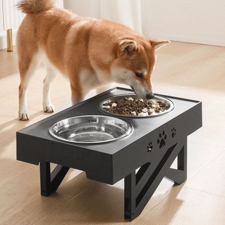 PaWz Elevated Pet Feeder Food Water Double Bowl  Adjustable Height Raised Stand