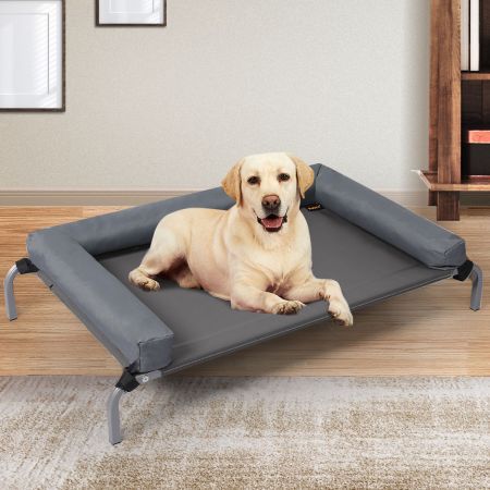 PaWz Elevated Pet Bed Dog Puppy Cat Trampoline Hammock Raised Heavy Duty Grey L