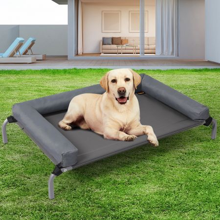 PaWz Elevated Pet Bed Dog Puppy Cat Trampoline Hammock Raised Heavy Duty Grey M