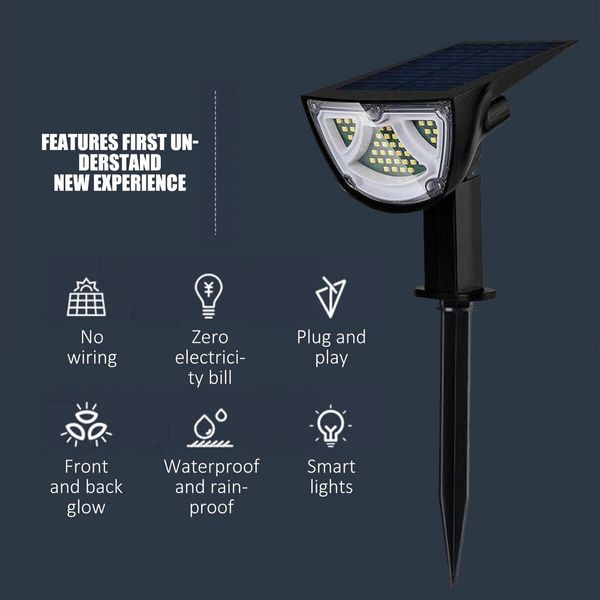 Solar Powered Lawn Lamp IP65 Waterproof Ground Light 120 Degree Rotation Garden Lamp Plug-in Street Light