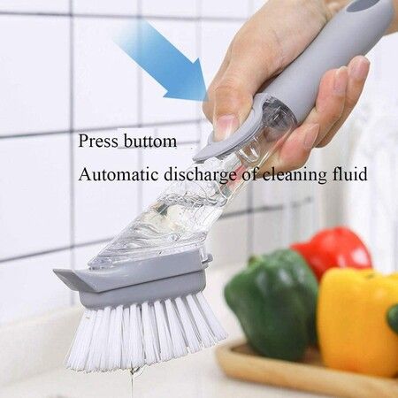 Soap Dispensing Dish Brush Kitchen Brush for Pot Pan Sink Cleaning Automatic Liquid Brush