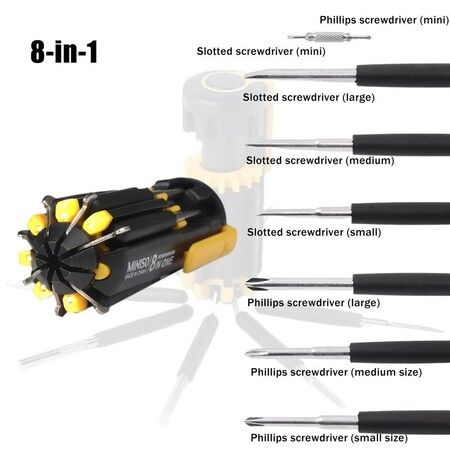 Car Supplies 8 in 1 Screwdriver with LED Flashlight Multifunctional Portable Car Outdoor Tools Home Accessory