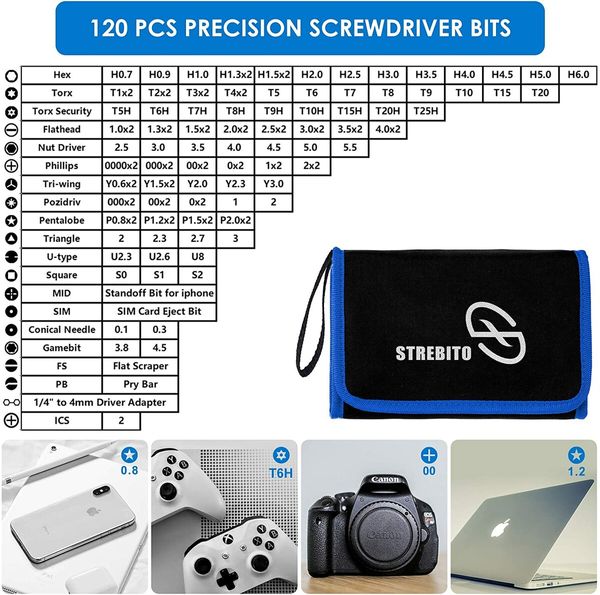 142 Piece Precision Screwdriver Kit for iPhone, MacBook, Coumputer, Laptop, Tablet, PS4, Xbox, Nintendo, Glasses, Jewelers