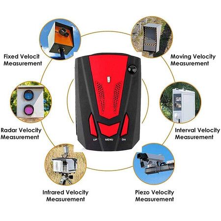 Radar Detector for Cars, Long-Distance Remote Warning, Voice Prompt, Stay Away from Traffic Tickets (Red)