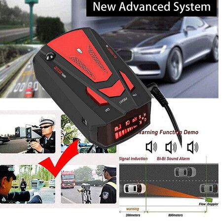 Radar Detector for Cars, Long-Distance Remote Warning, Voice Prompt, Stay Away from Traffic Tickets (Red)