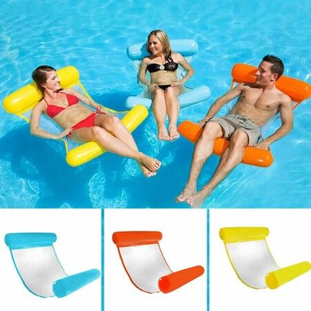 Outdoor Foldable Water Hammock Single People Increase Inflatable Air Mattress Beach Lounger Floating (Orange)