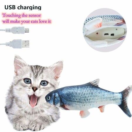 Cat USB Charger Toy Interactive Electric Floppy Fish Cat Toy Realistic Cats Pets Chew Bite Toys