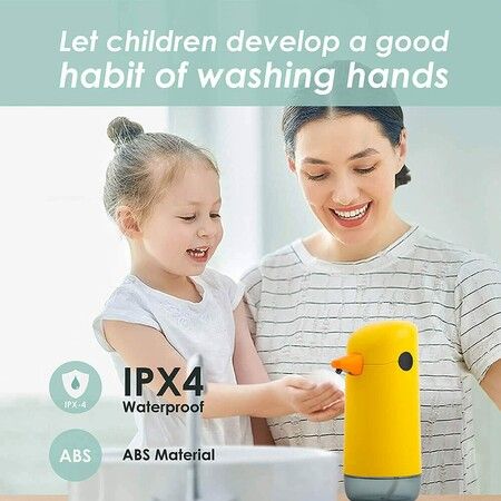 Automatic Foaming Soap Dispenser Yellow Duck Cartoon Touchless Infrared Sensor Battery Powered