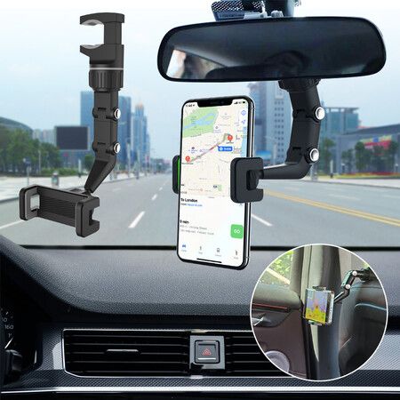 Universal Multifunction Rearview Mirror Phone Holder GPS Navigation Bracket for iPhone Adjustable Mount Bracket