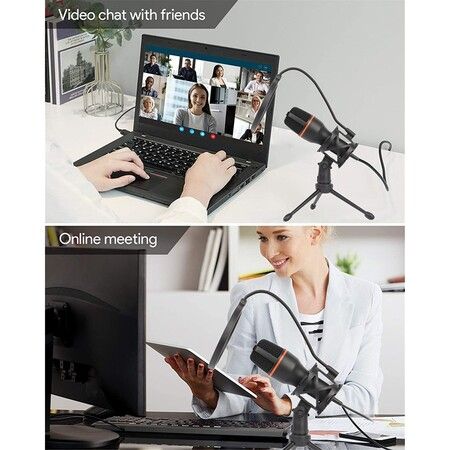 USB Microphone with Tripod Stand and PC Filter Microphone for Karaoke Recording Chat Online Podcasting Games