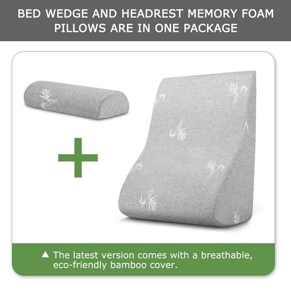 Luxdream 2 PCS Foam Bed Wedge Pillow Headrest Backrest Breathable Cover