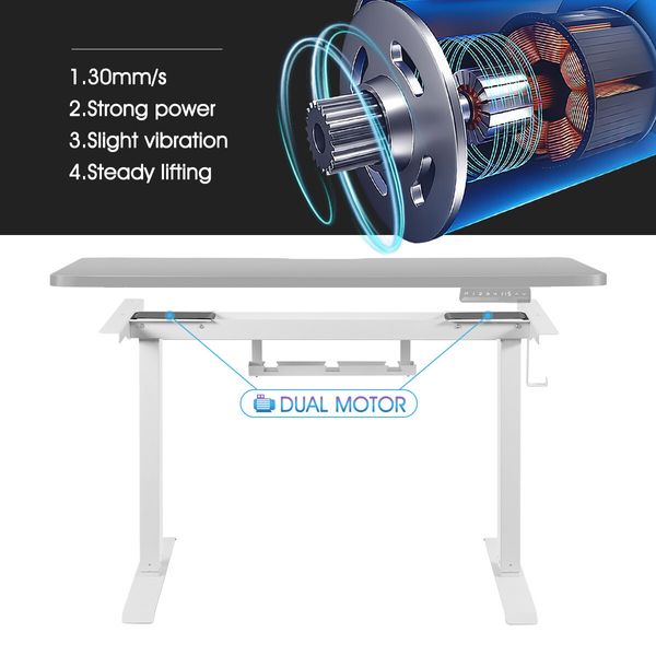 Electric Sit Stand Desk Height Adjustable Standing Table Computer Office Furniture Motorized Dual Motor Black