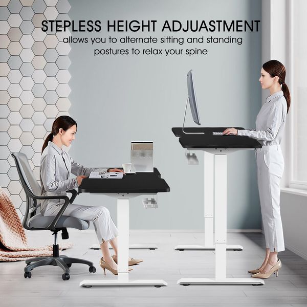 Electric Sit Stand Desk Height Adjustable Standing Table Computer Office Furniture Motorized Dual Motor Black