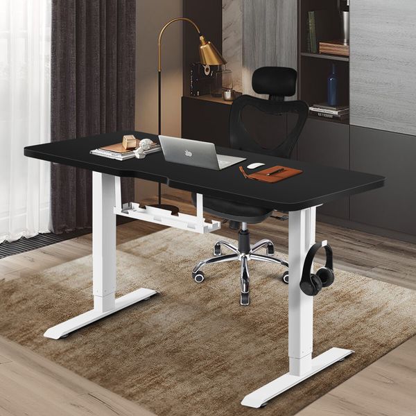 Electric Sit Stand Desk Height Adjustable Standing Table Computer Office Furniture Motorized Dual Motor Black