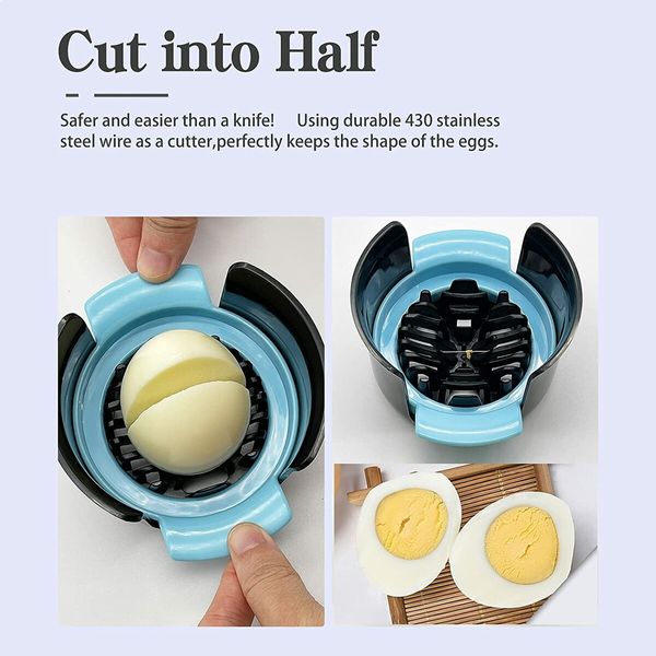 Egg Cutter for Hard Boiled Eggs, 3-in-1 Stainless Steel Wire Cutter for Egg Strawberry Or Soft Fruits and Vegetables