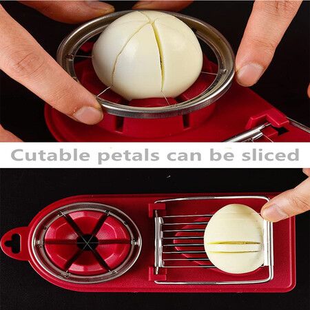 Multipurpose Boiled Egg Cutter, Stainless Steel Wire With 2 Slicing Styles, For Vegetable Food And Strawberries