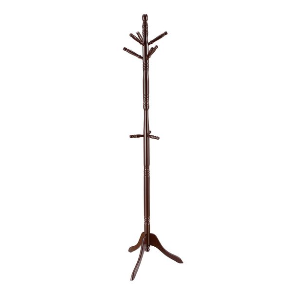 9 Hook Wooden Clothes Coat Rack Tree Stand Entryway Hall Tree Umbrella Hat Hanger