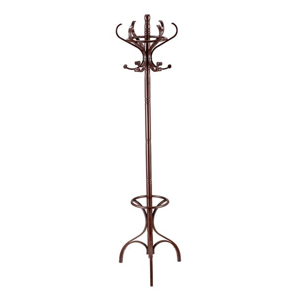 Freestanding Coat Rack 12 Hooks Wood Hall Tree Hanger for Clothes, Hat, Jacket, Umbrella