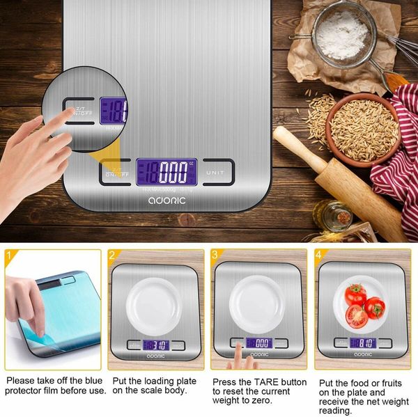 Digital Kitchen Scales, Professional Electronic Scales with LCD Display, Incredible Precision up to 1g