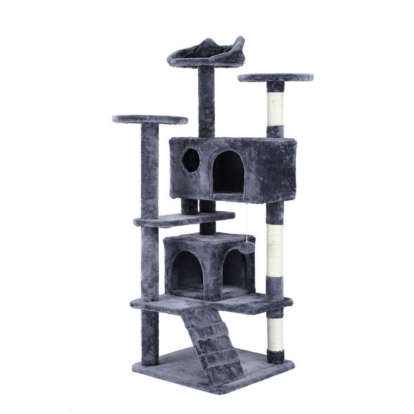 Cat Tower Tree House Scratching Post Multi-level Scratcher Gym 130cm Tall with Condos Hanging Toys