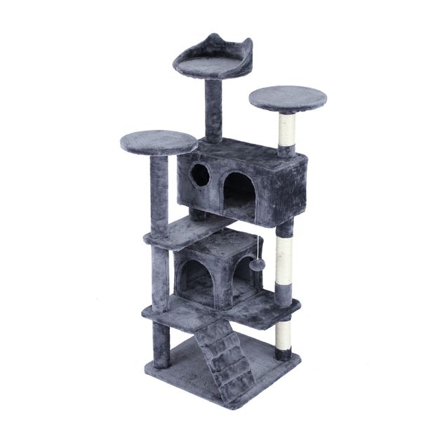 Cat Tower Tree House Scratching Post Multi-level Scratcher Gym 130cm Tall with Condos Hanging Toys