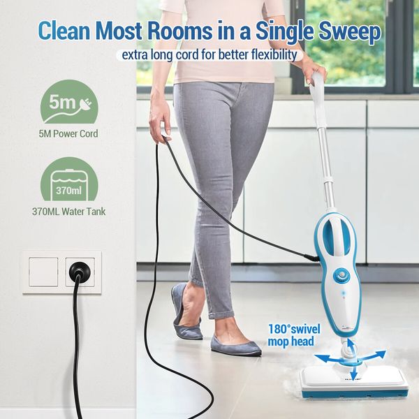 Maxkon 11 In 1 Steam Mop Cleaner Floor Carpet Steamer Cleaning 1500W 2 Steam Levels