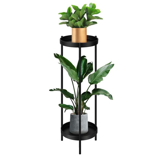 80CM High Plant Stand Metal Flower Pots Shelf Indoor Outdoor Corner Black Planter Holder Rack