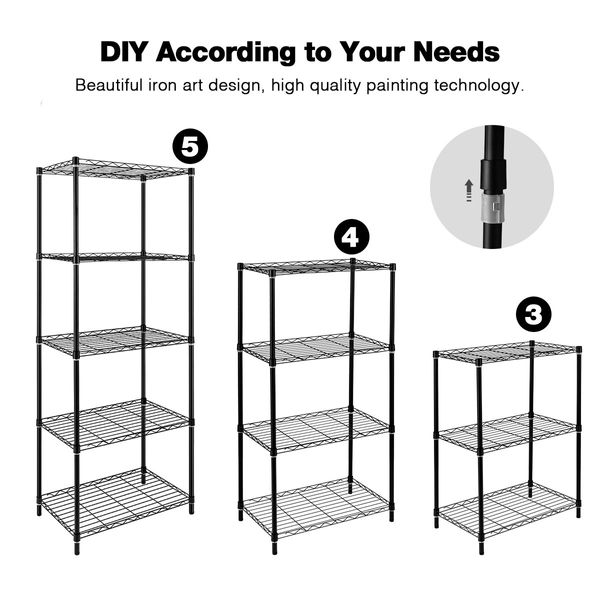 5-Tier Metal Plant Stand Planter Flower Display Rack Multifunctional Storage Shelf Black