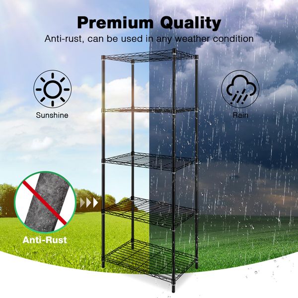 5-Tier Metal Plant Stand Planter Flower Display Rack Multifunctional Storage Shelf Black