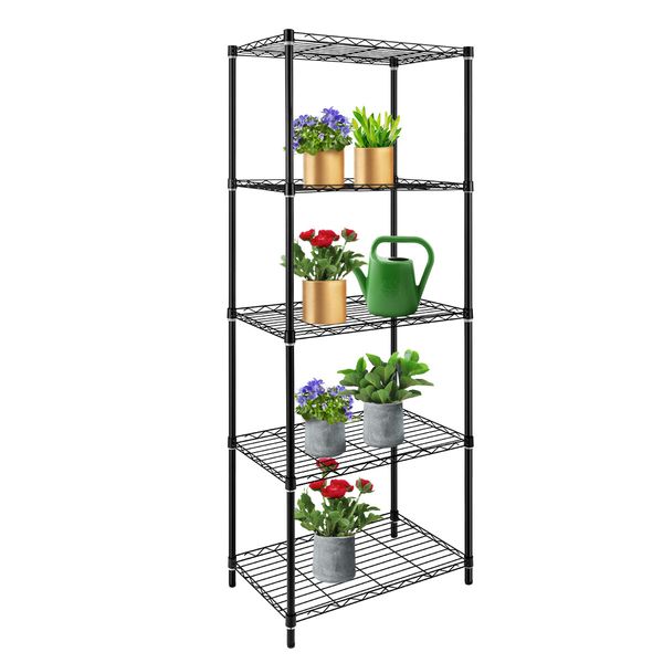 5-Tier Metal Plant Stand Planter Flower Display Rack Multifunctional Storage Shelf Black