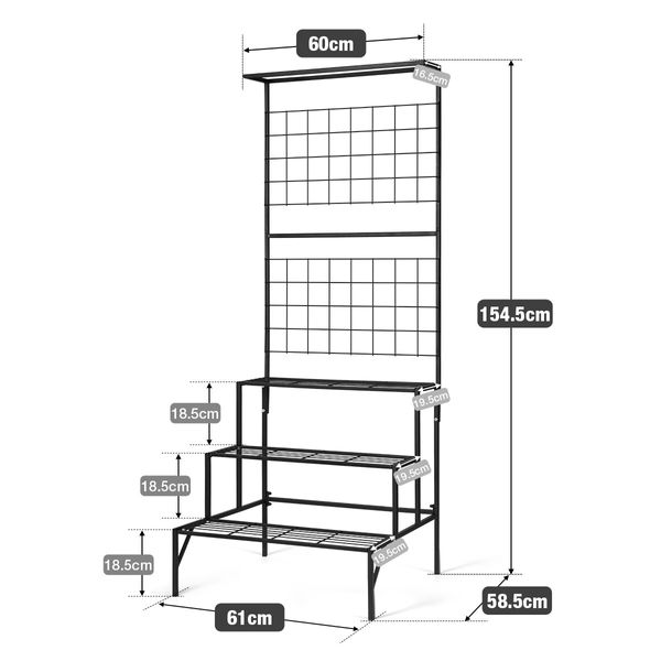 3-Tier Hanging Plant Stand Rack Metal Flower Pot Display Shelf Garden Planter Black