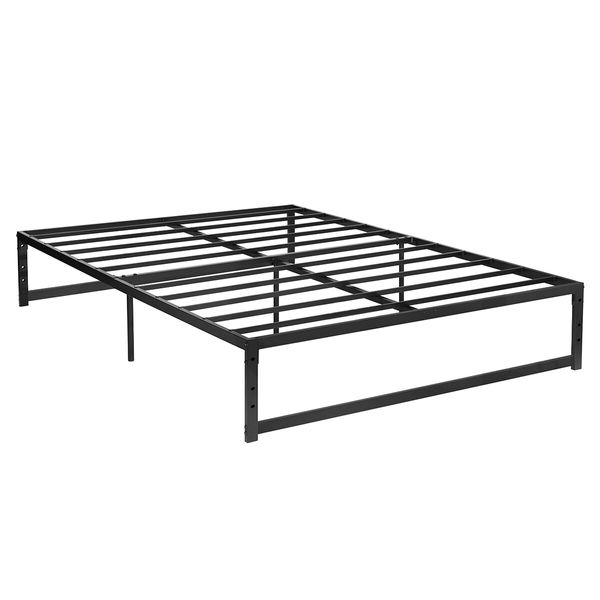 Black Queen Bed Frame Platform Metal Mattress Base Foundation with Heavy Duty Steel Slat