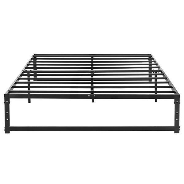 Black Queen Bed Frame Platform Metal Mattress Base Foundation with Heavy Duty Steel Slat