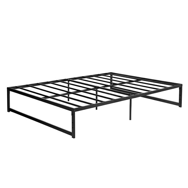 Black Queen Bed Frame Platform Metal Mattress Base Foundation with Heavy Duty Steel Slat