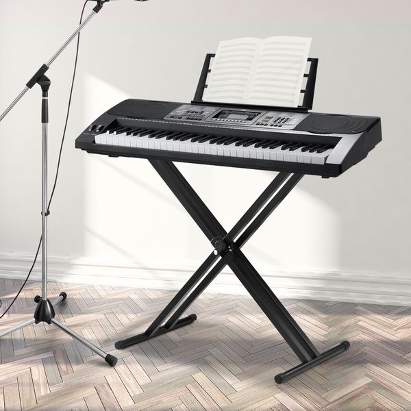 Melodic X Style Keyboard Stand Double Braced Music Piano Holder Folding Adjustable Height 