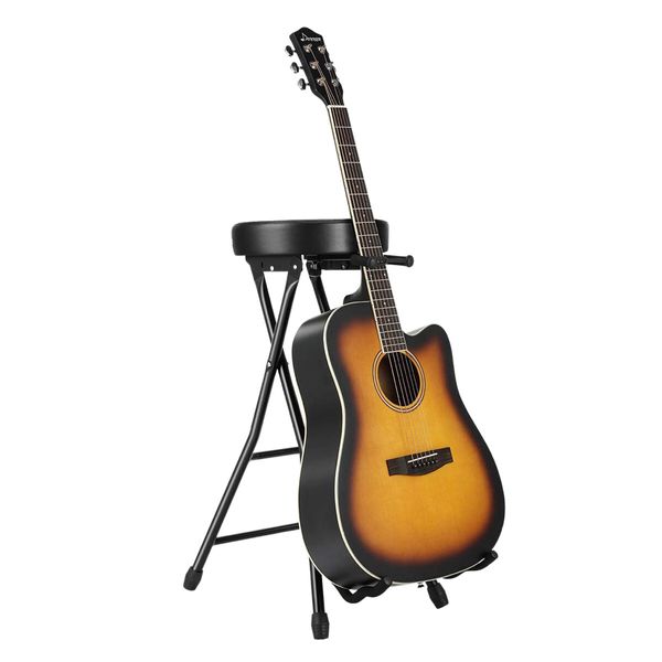 Melodic Guitar Stool Stand Practice Chair Footstool Seat Folding Sponge Padded with Holder 