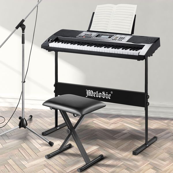 Melodic I Style Adjustable Keyboard Stand Folding Piano Stool Seat Chair Set