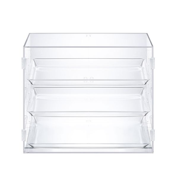 3 Tier Large Acrylic Cake Display Case Cabinet Cupcake Pastry Bakery Donut 3 Adjustable Shelves Transparent 5mm Thick