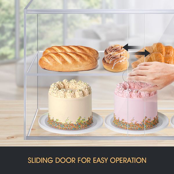 2 Tier Cupcake Cake Display Case Cabinet Stand Bakery Pastry Donuts Holder 5mm Thick Transparent